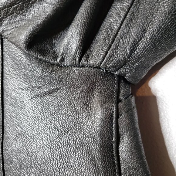 Vintage Barney’s Leather Men’s Black Moto Jacket Size 50 Biker Leather Grunge - Picture 16 of 16